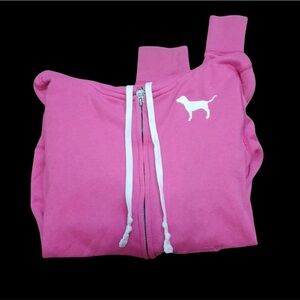 PINK Victorias Secret Love pink embroidered with dog sweatshirt hoodie VINTAGE